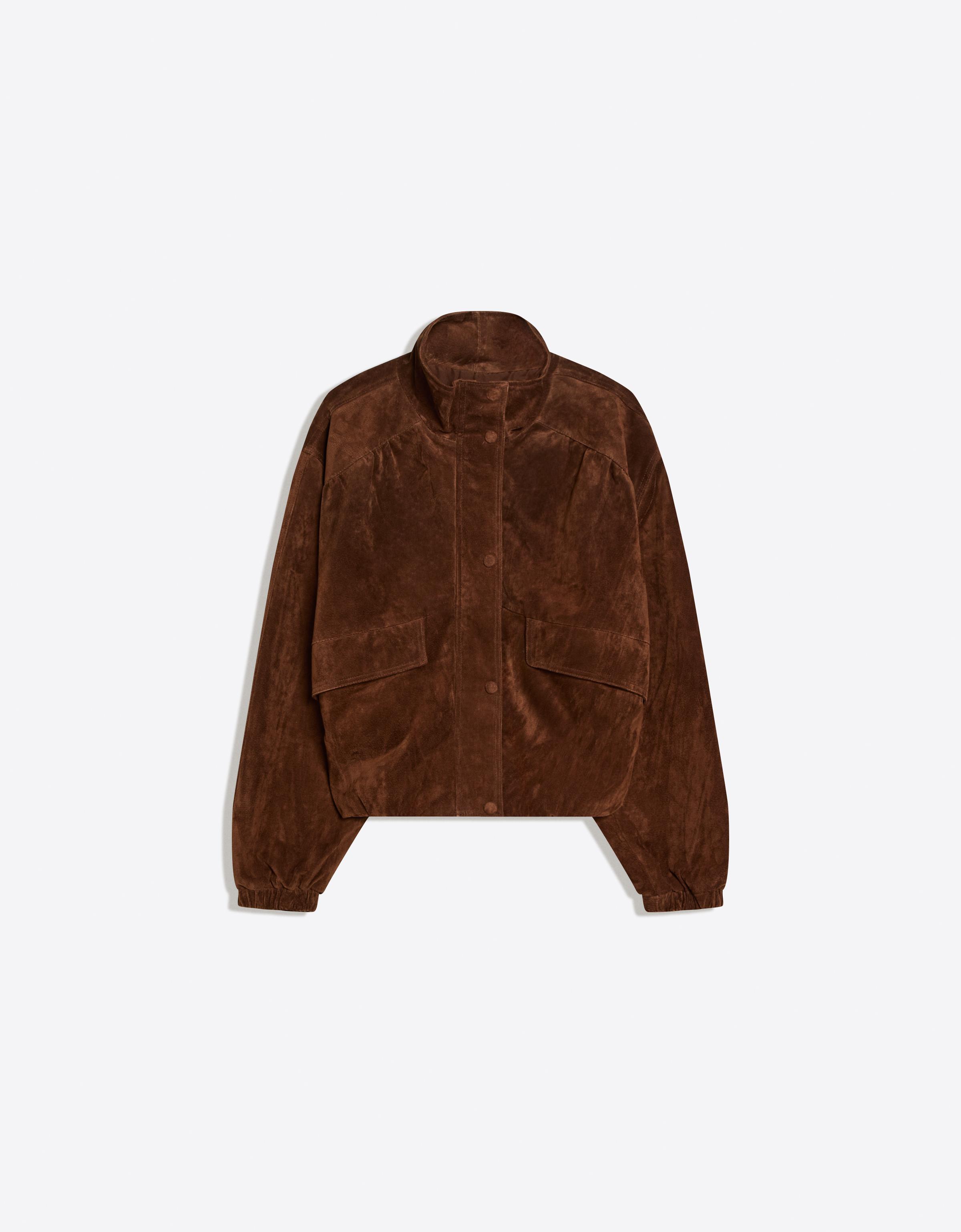 Leather jacket with pockets — Brown