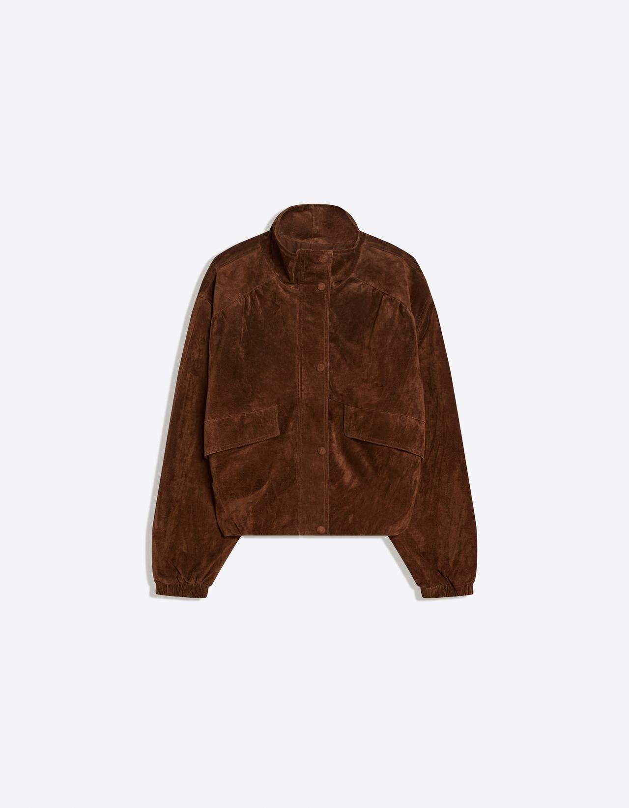 Leather jacket with pockets — Brown