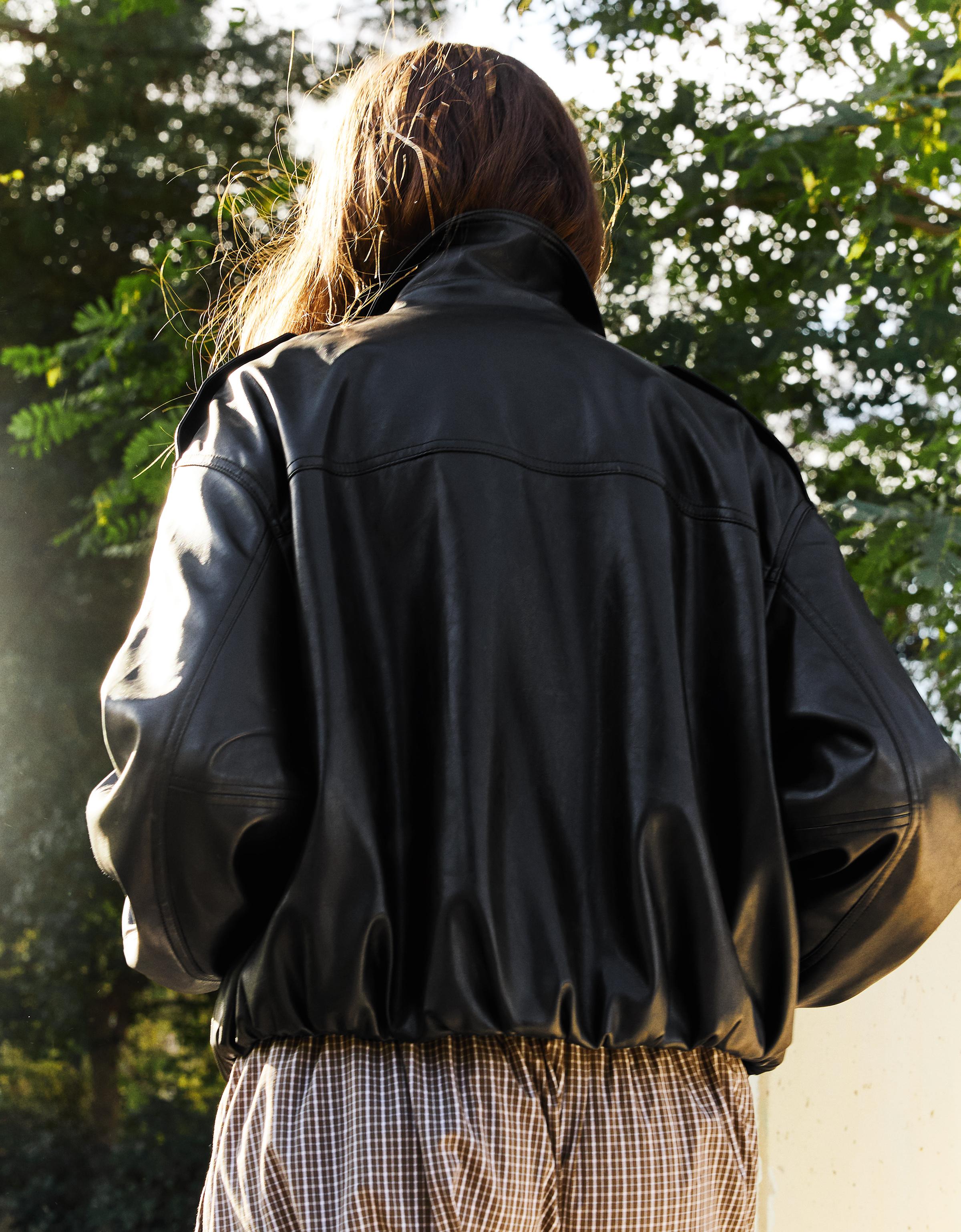 Leather effect puffer jacket — Black