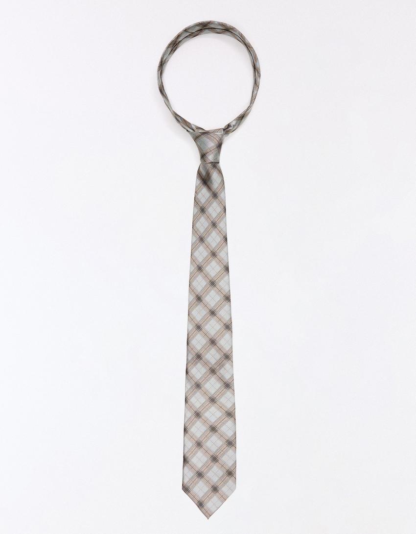 Corbata cuadros-Gris
