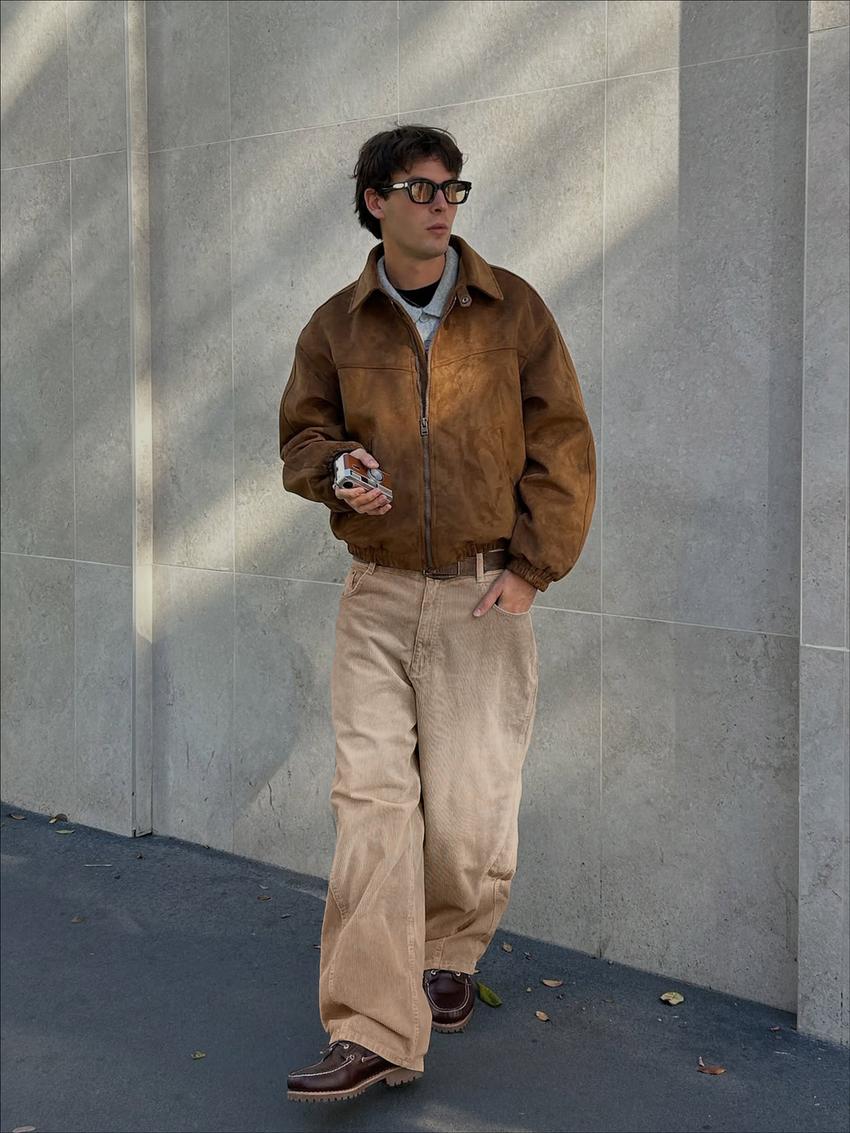 Super baggy corduroy trousers-Sand