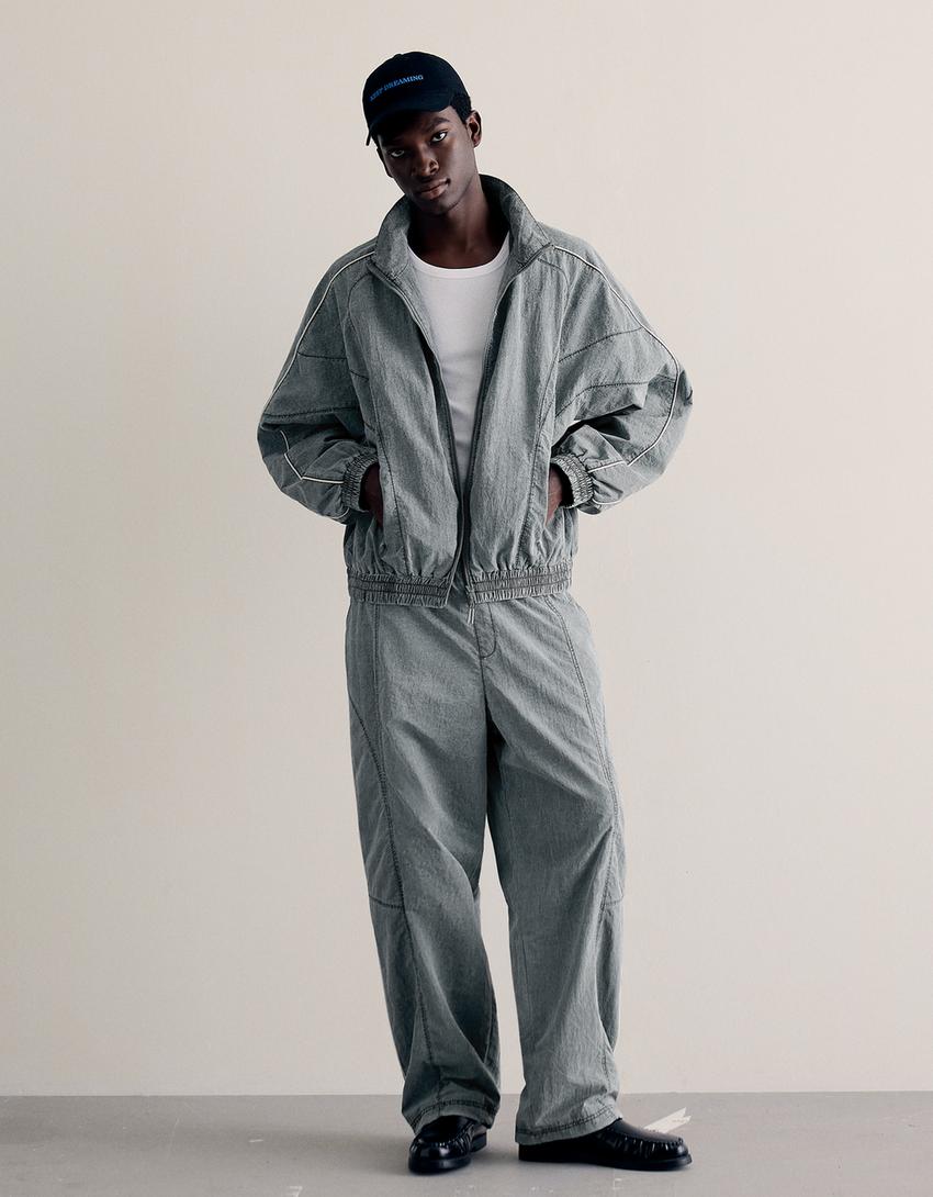 Washed technical jacket-Grey