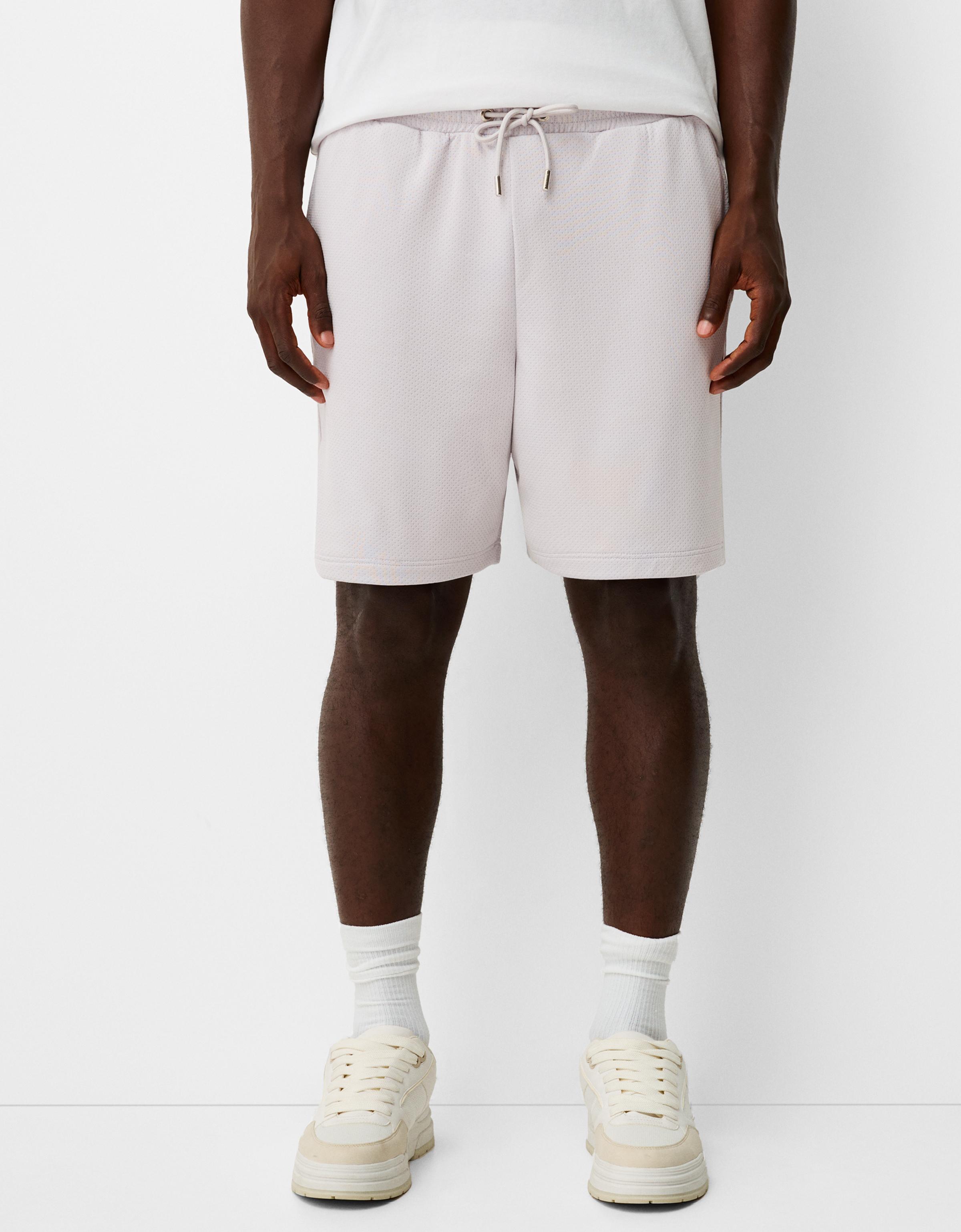 Bershka Bermudas Mesh Sportlich Herren L Grau