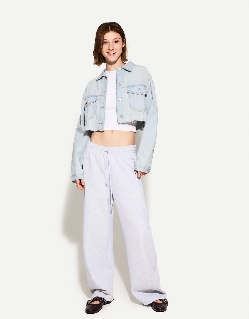 Geacă denim cropped-Albastru deschis