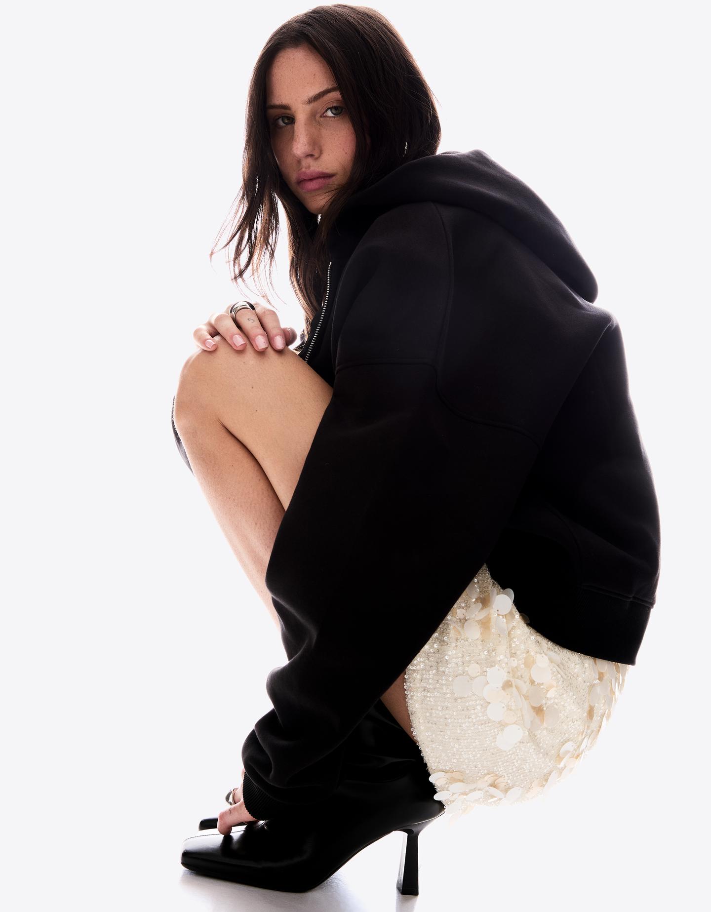 Bershka cekinowa spódnica mini biały złamany