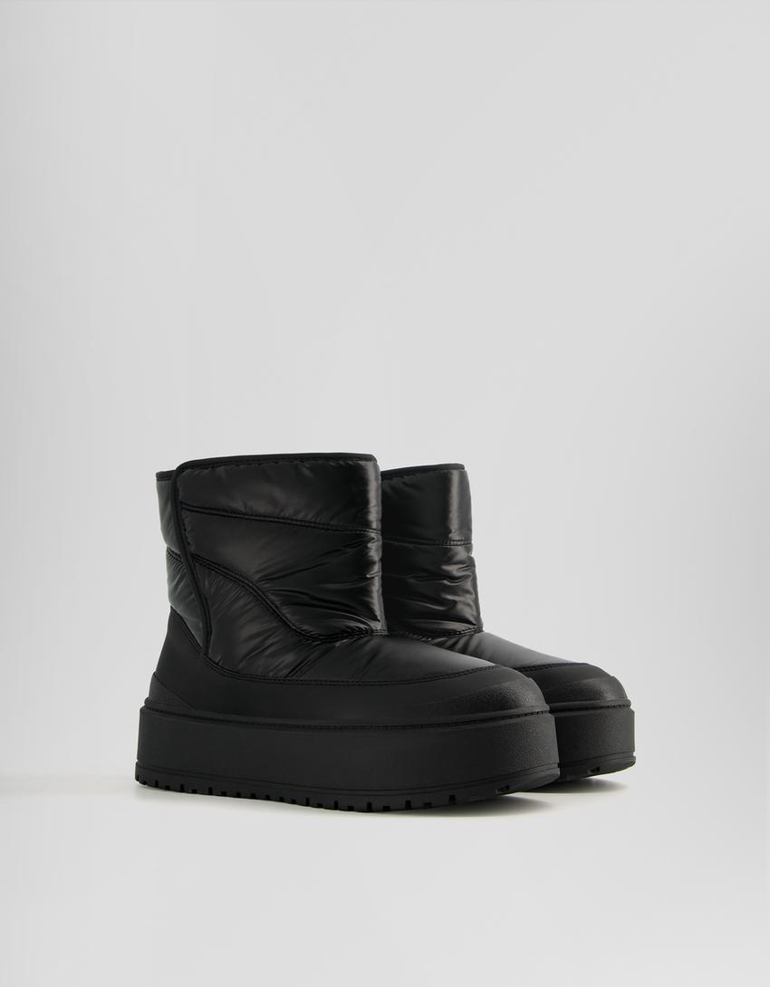 Padded platform ankle boots-BLACK-0