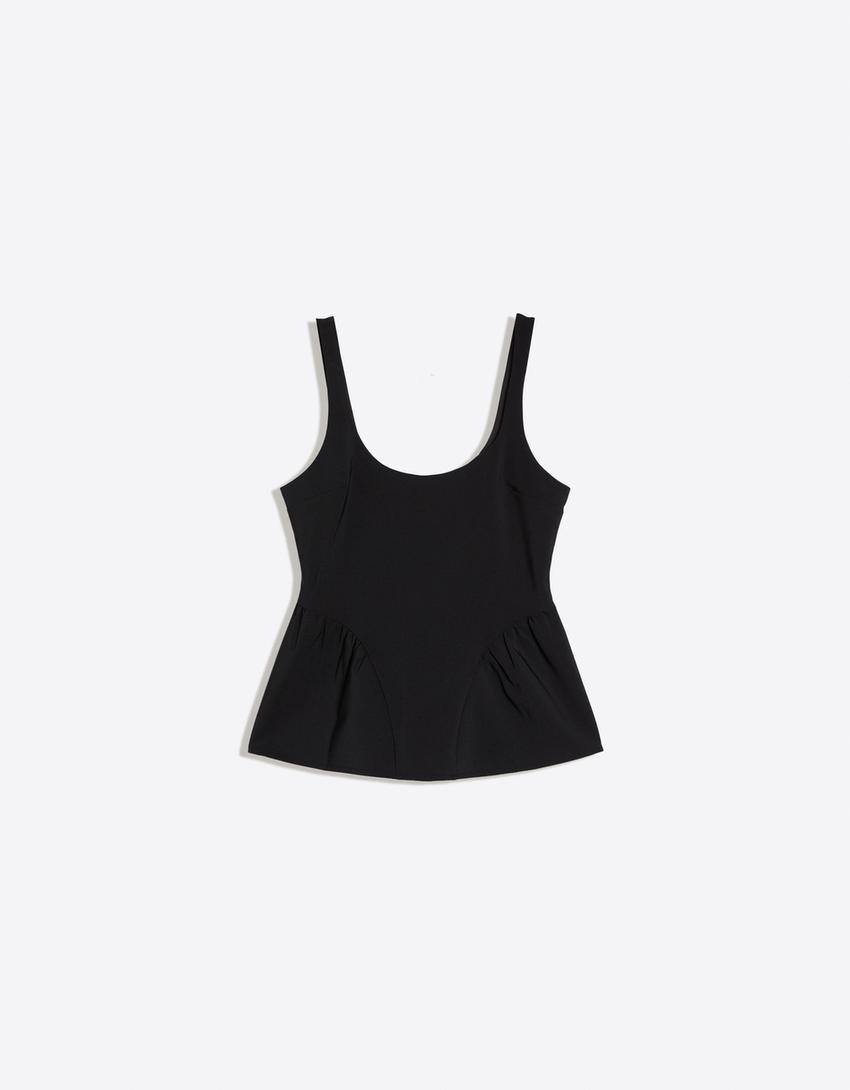 Peplum askılı top-Siyah