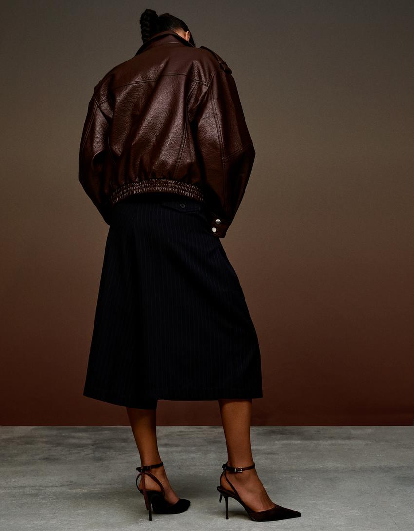 Fiyonklu topuklu ayakkabı-Kahverengi