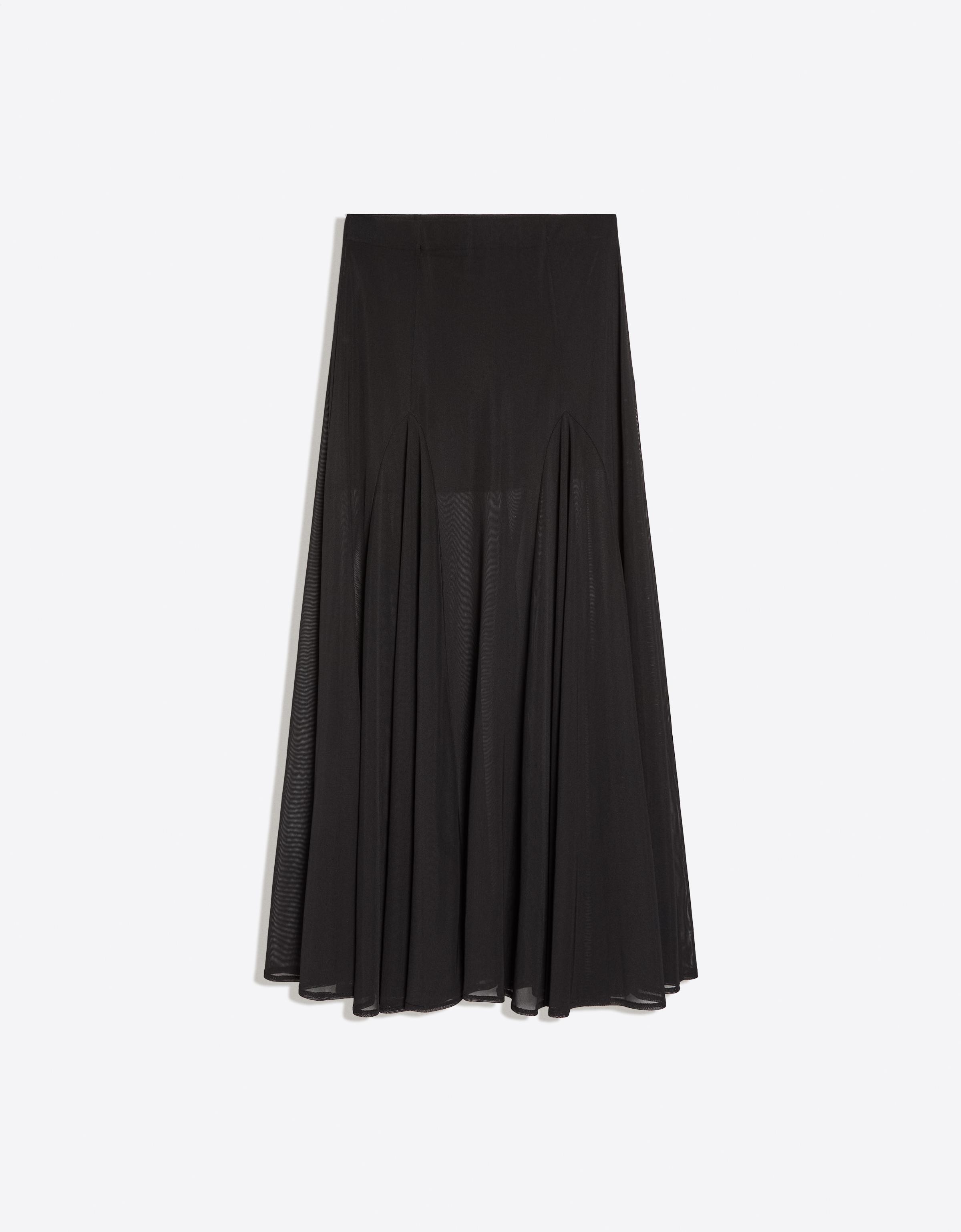 Polka dot mesh midi skirt — Black
