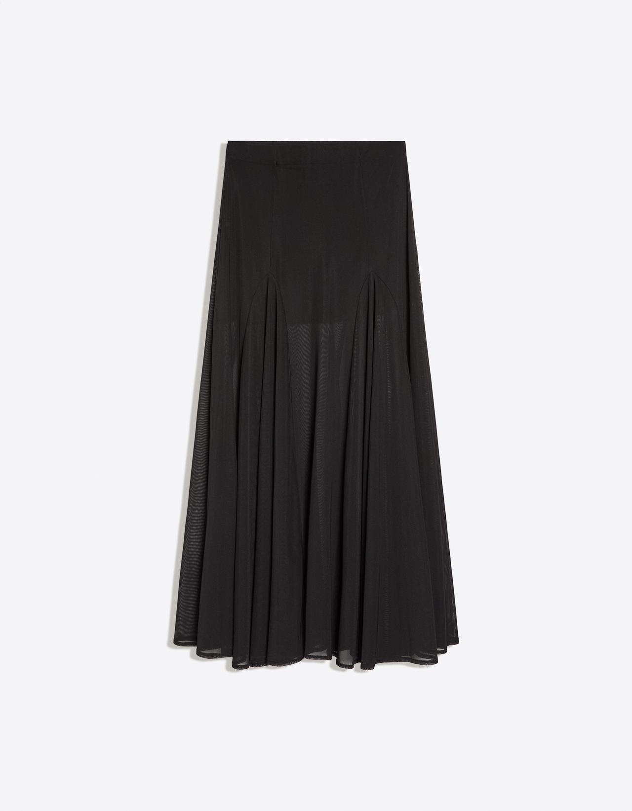 Polka dot mesh midi skirt — Black
