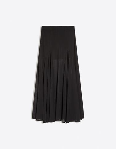 Polka dot mesh midi skirt — Black 5