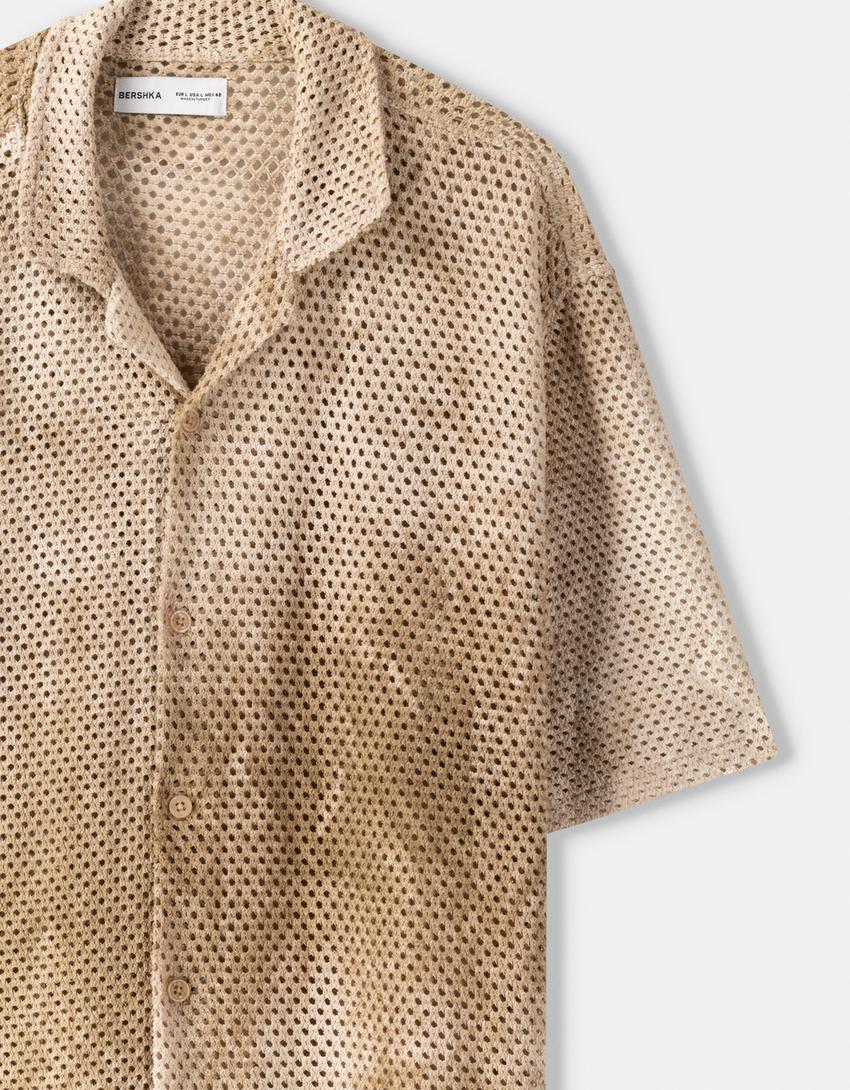 Chemise manches courtes rustique tie-dye-Marron-2