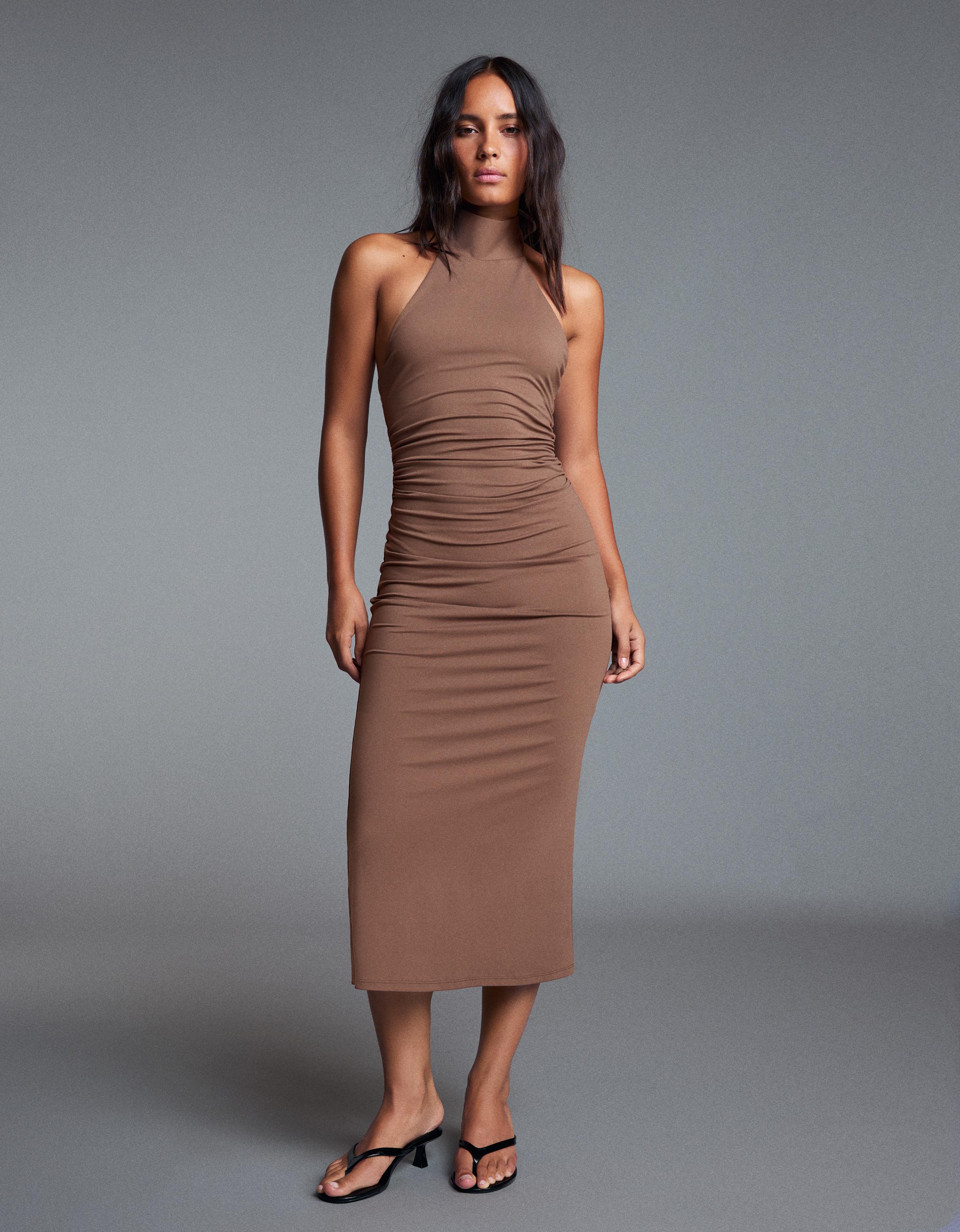 Halter midi dress — Sand