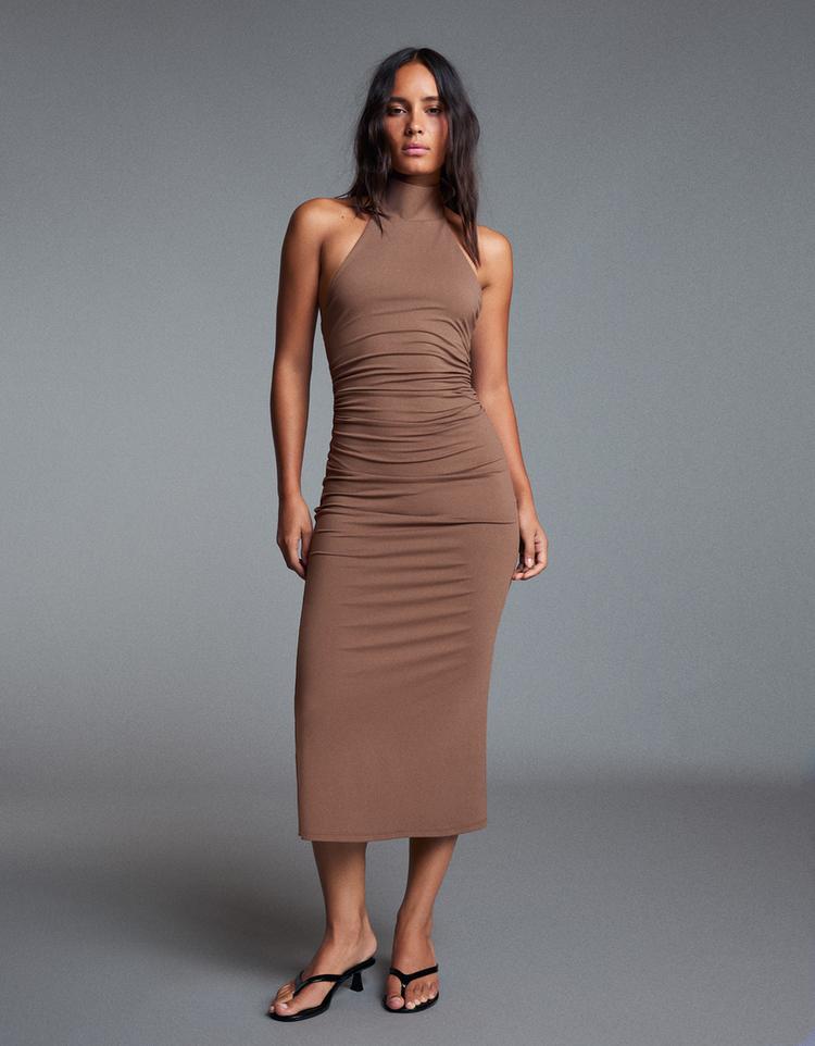 Halter midi dress — Sand