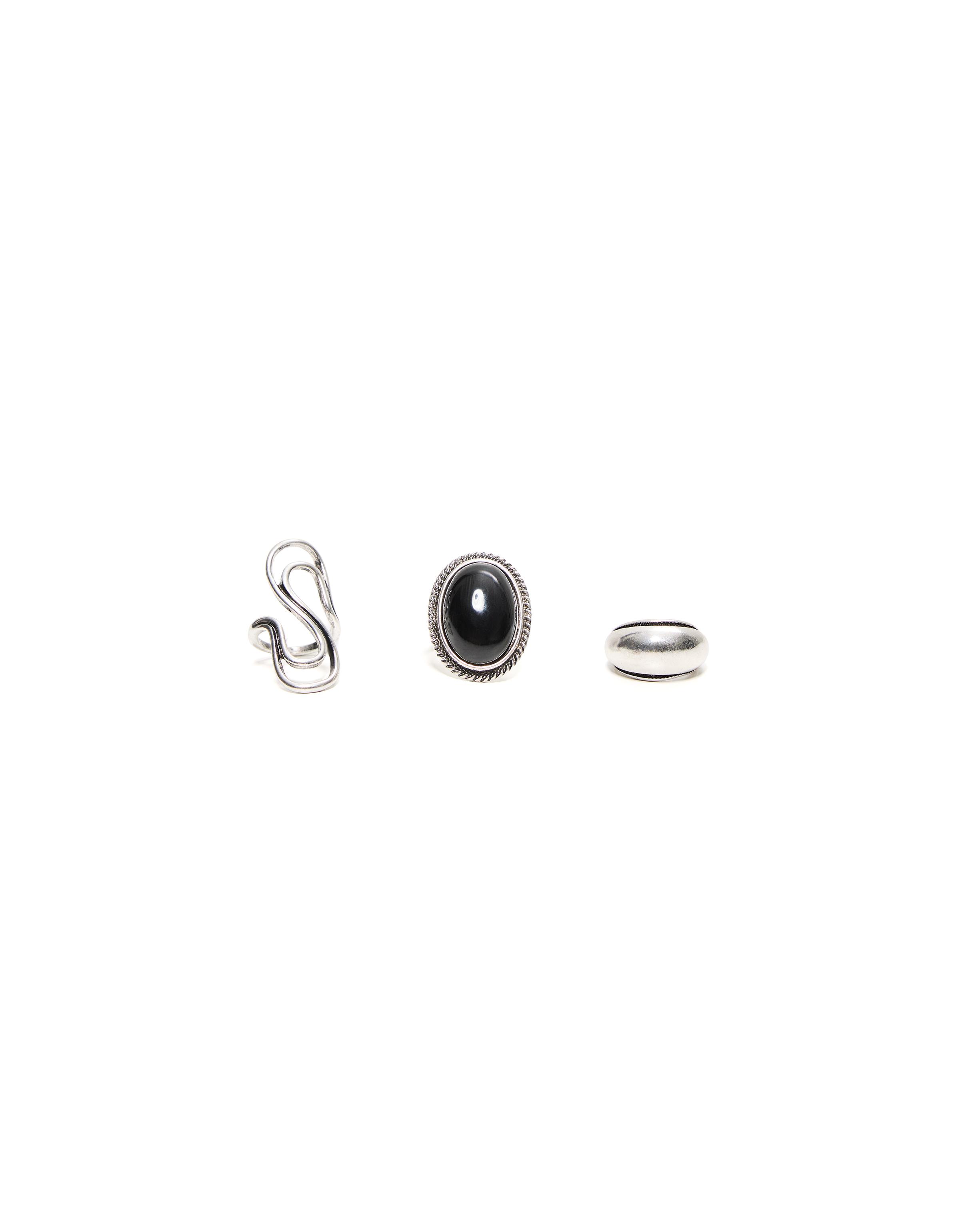 Pack of 3 stone rings — Silver