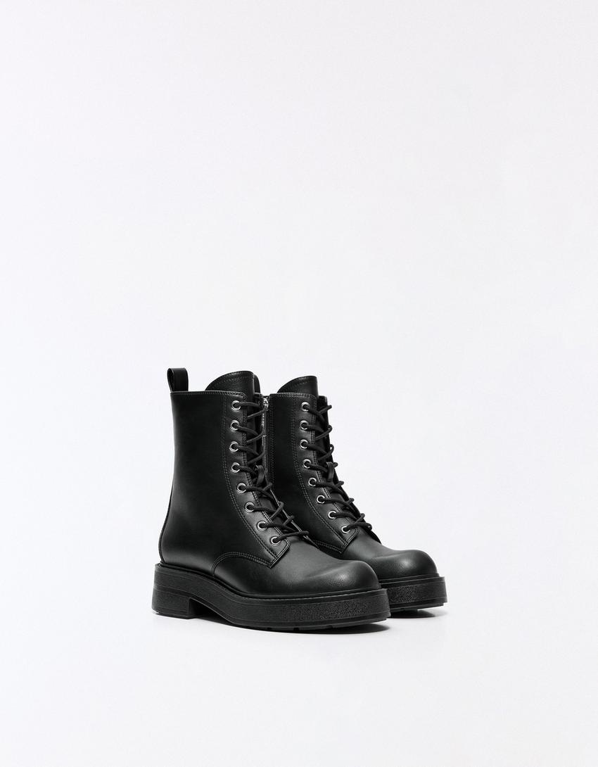 Lace-up ankle boots-BLACK