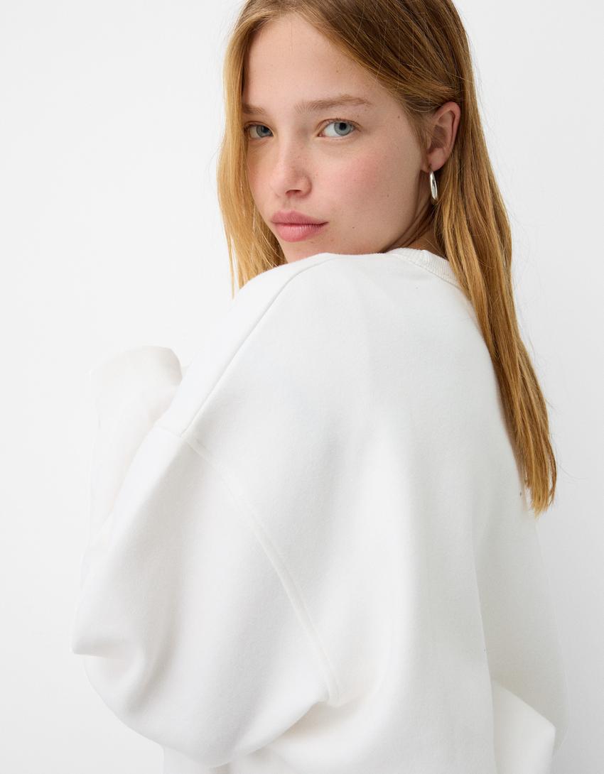 Felpa oversize con tasche laterali-Bianco Roto-5