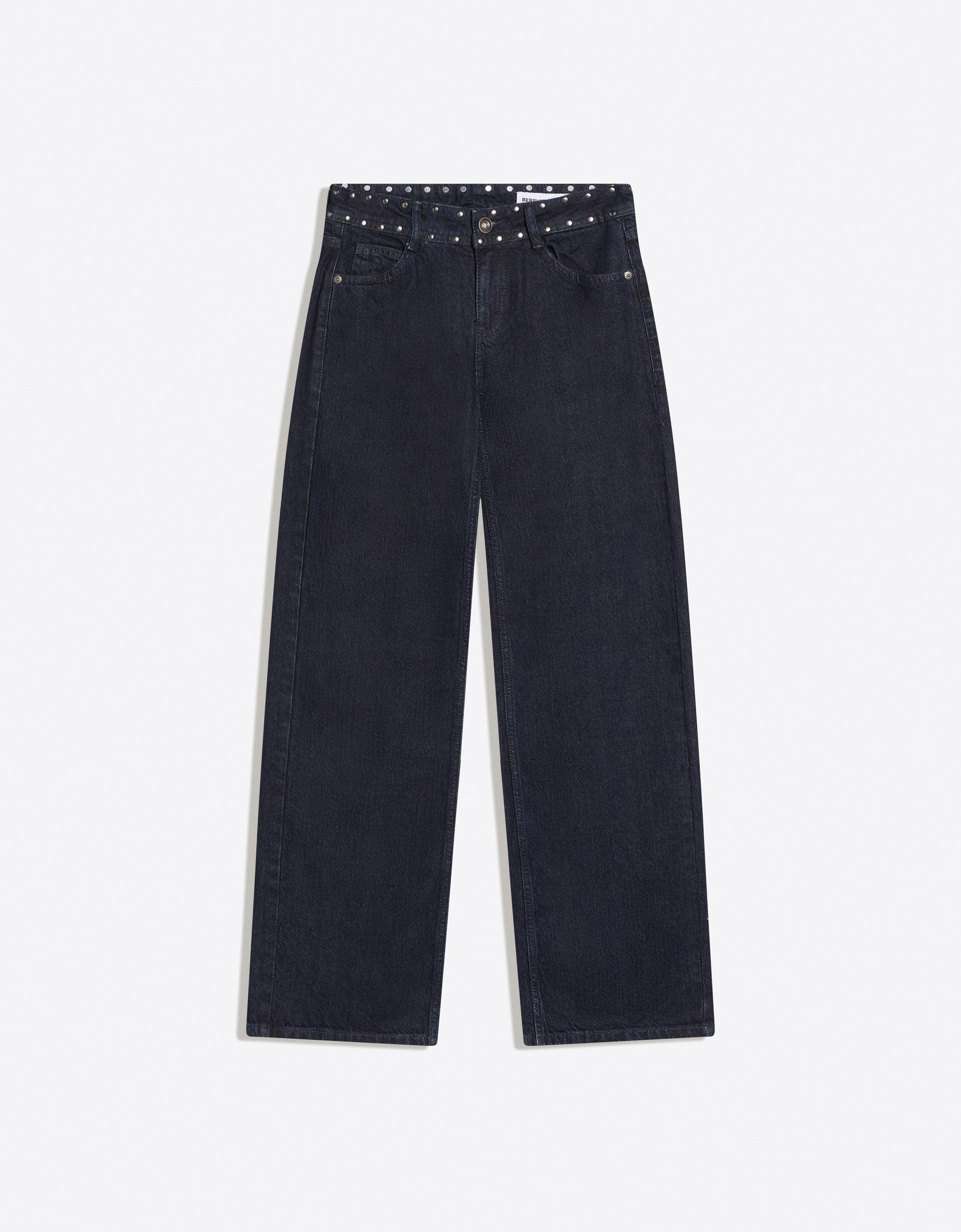Low-rise baggy studded jeans