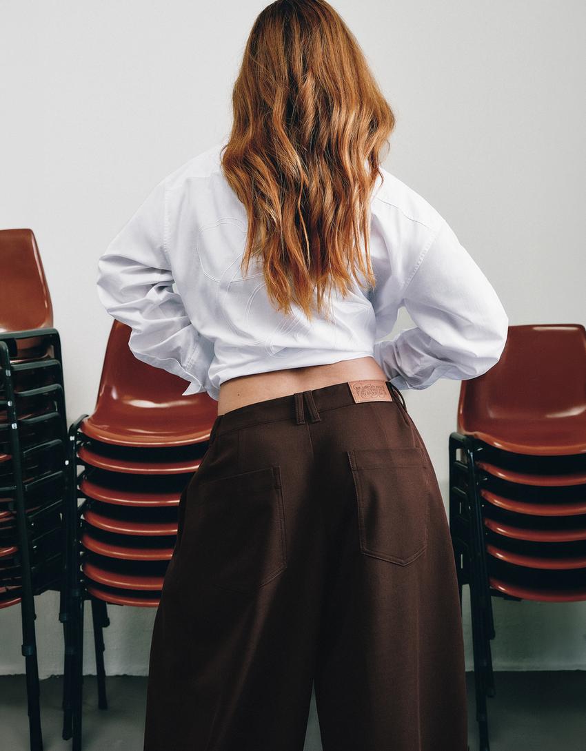 Pantalon barrel Carol Biazin Collection-Marron
