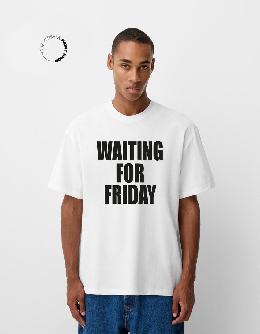 T-shirt met print en korte mouw-Wit