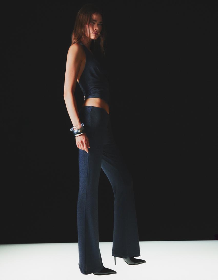 Halter top with cowl neckline-Navy