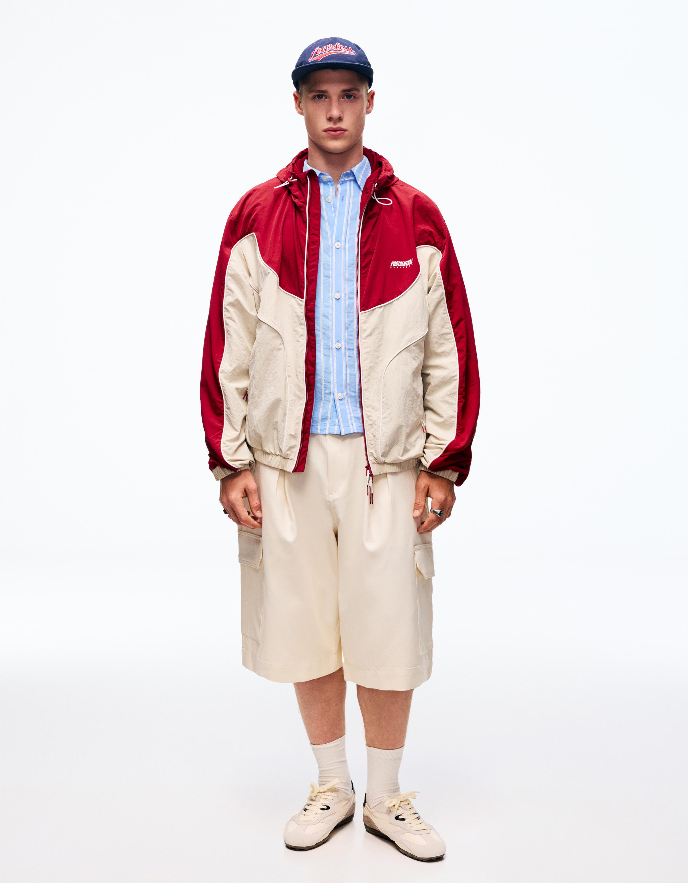 Hooded windbreaker jacket — Red