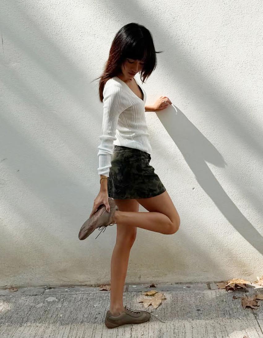 Falda mini print-Kaki-3