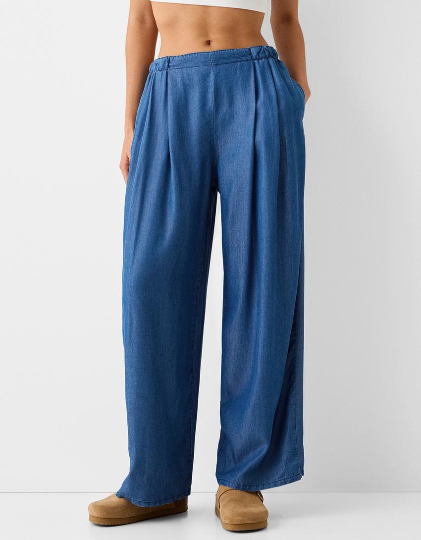 Lyocell culotte jeans-Blue-1