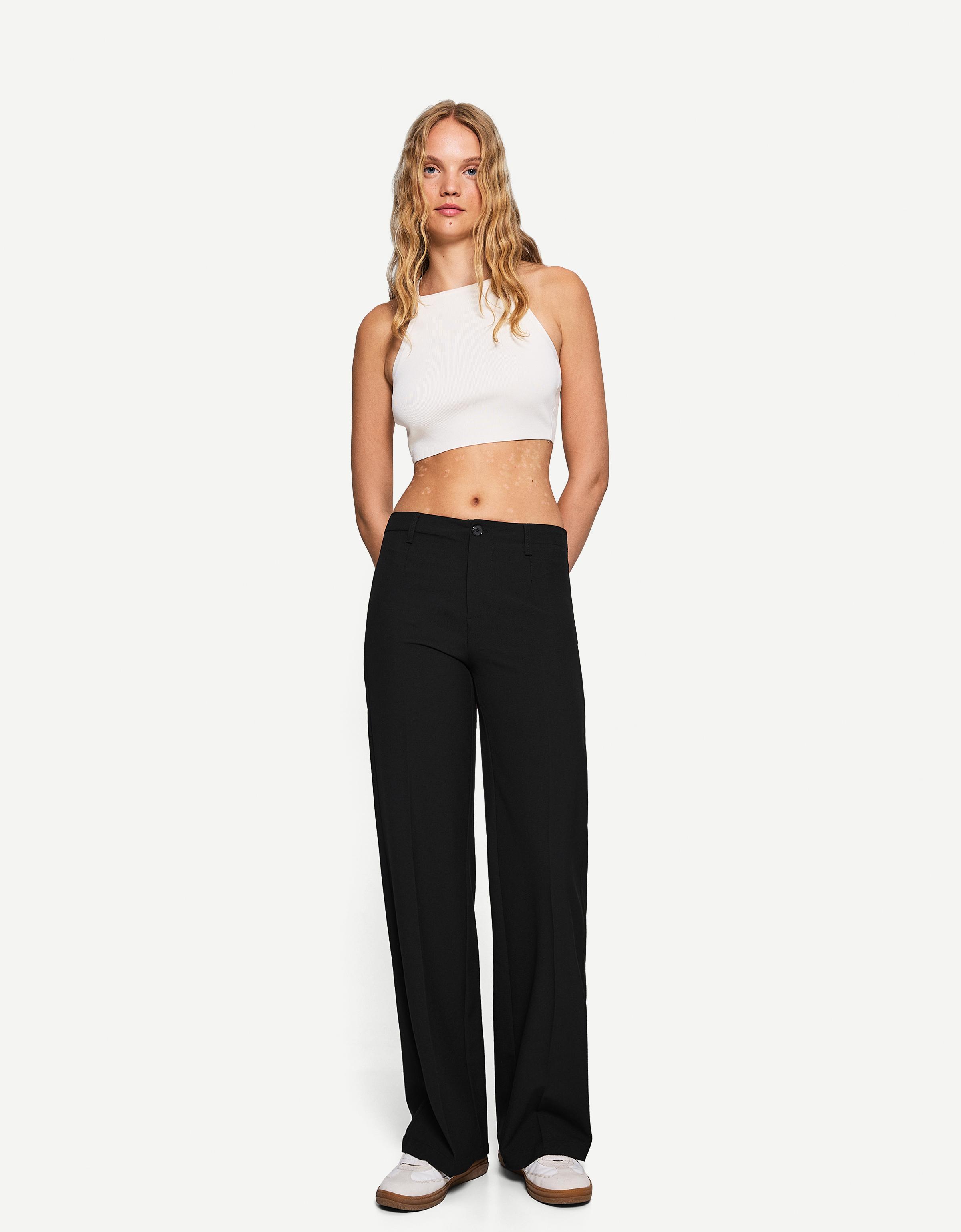 Bershka Anzugshose Mit Weitem Beim Or Tailoring Hose Mit Weitem Beim Damen 32 Schwarz