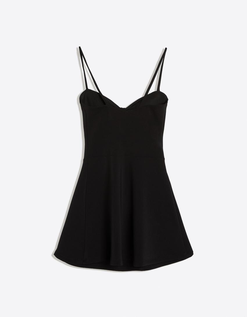 Strappy corset mini dress-Black
