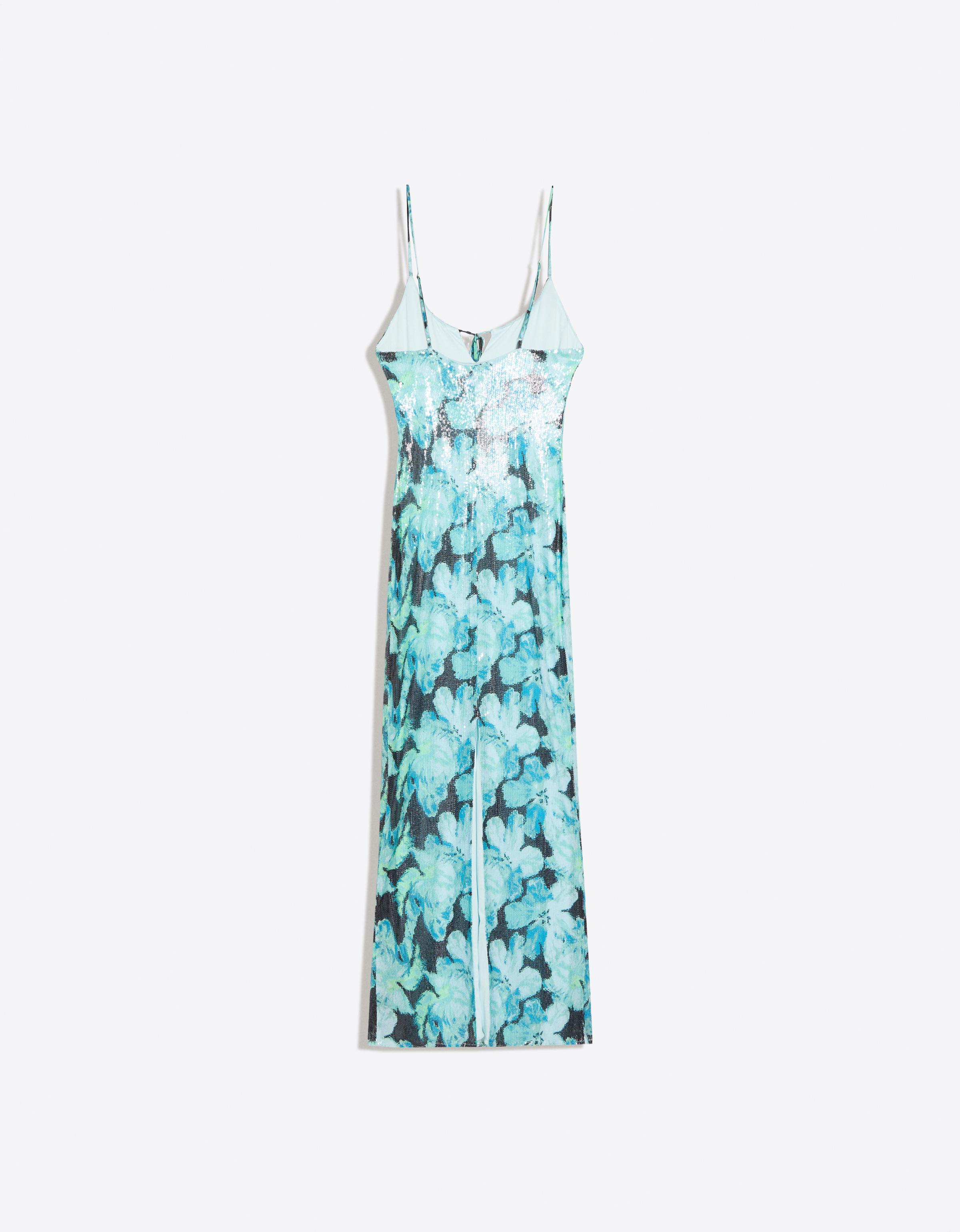 Sequin midi dress with straps — Turquoise