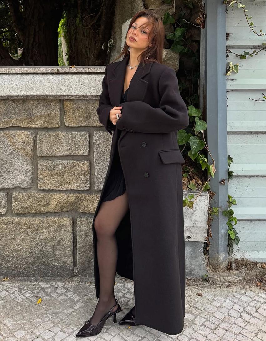 Sobretudo de lã oversize-Bordeaux