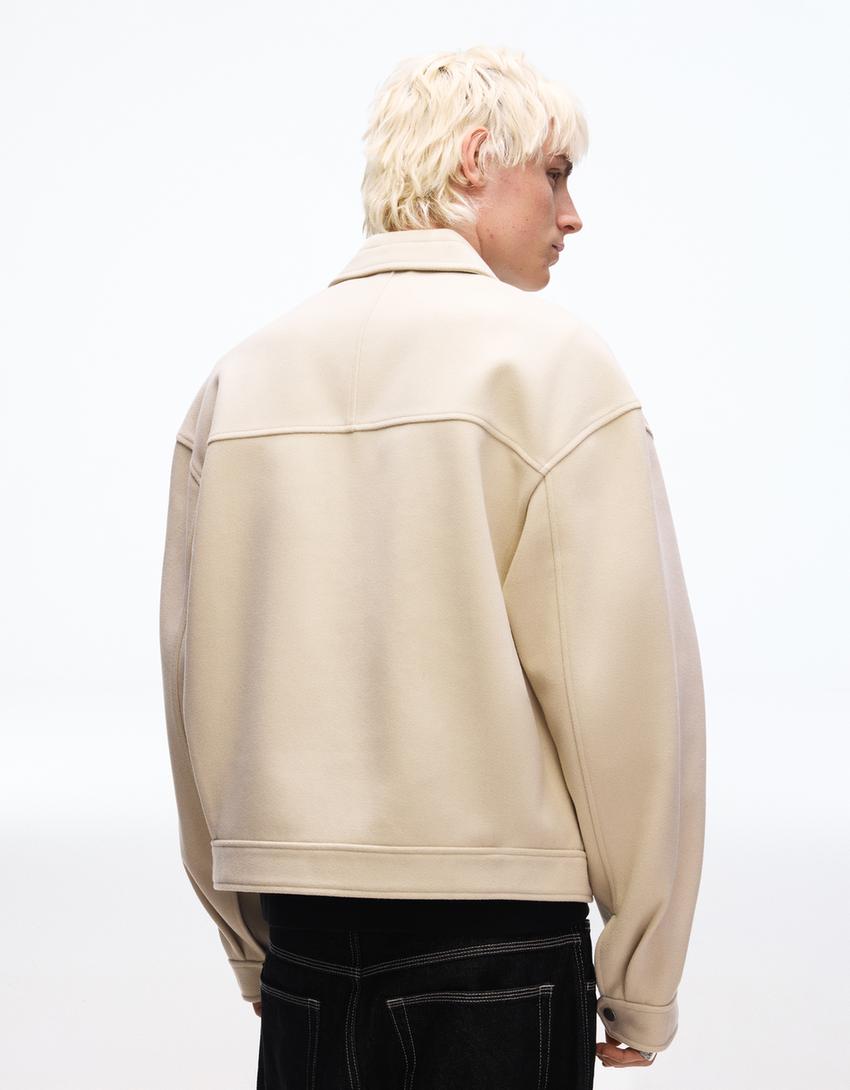 Kurtka flauszowa na zamek-Popielaty