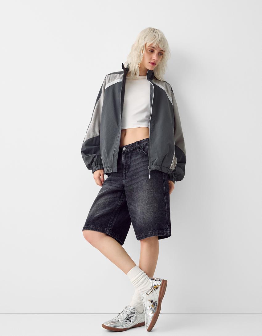 جاكيت تقني بكتل لونية-رمادي داكن-3