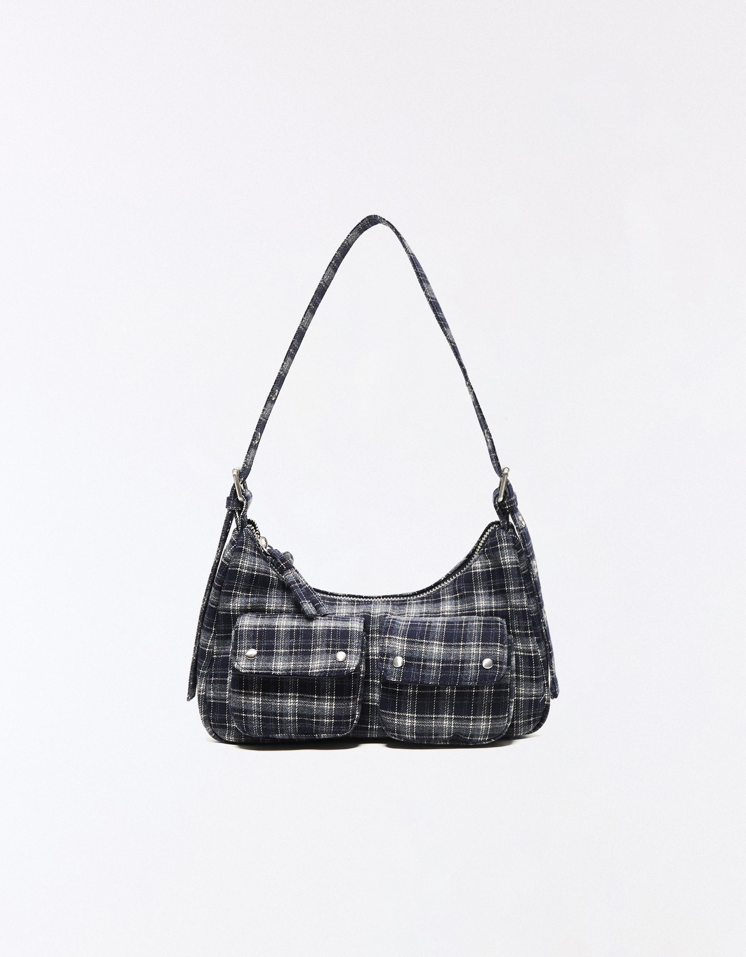 Multi-pocket checked bag — Navy