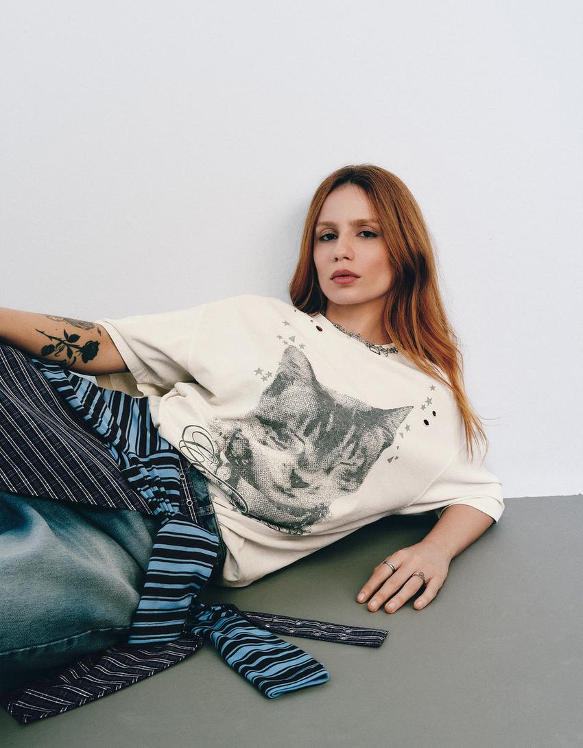 Oversize Carol Biazin Collection print T-shirt-Off white