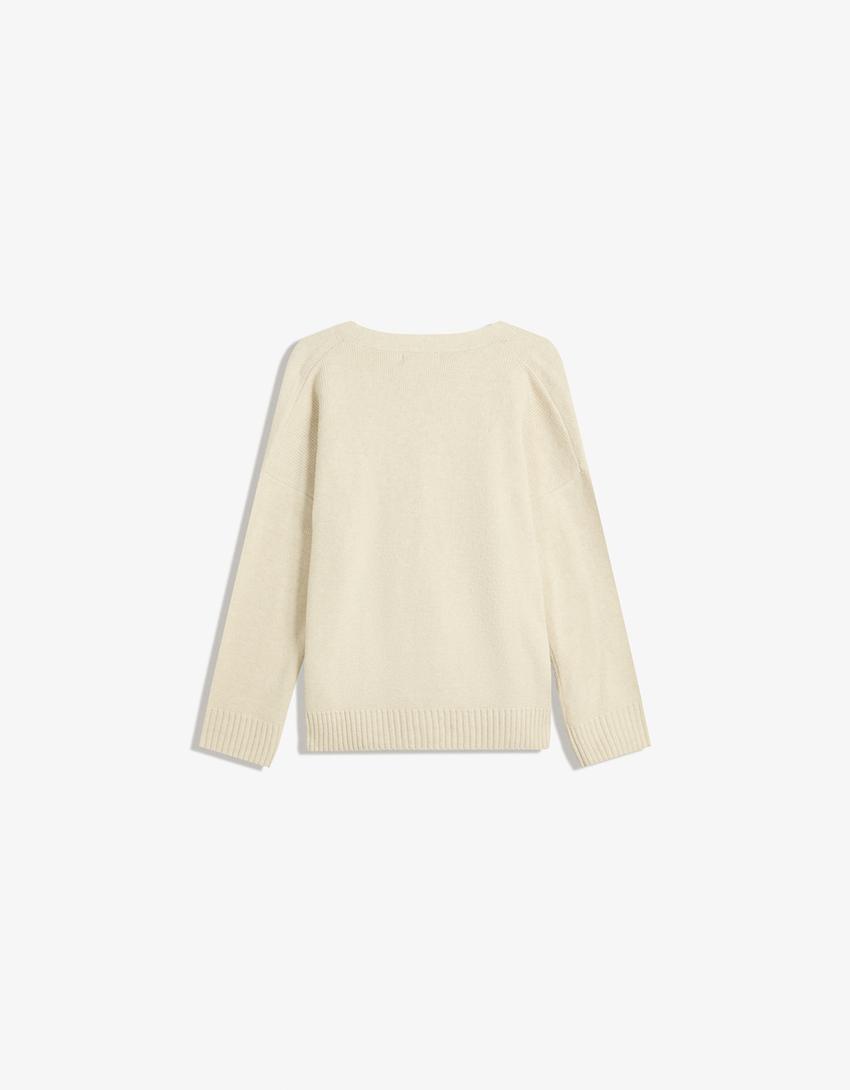 Cardigan col en V-Sable-4