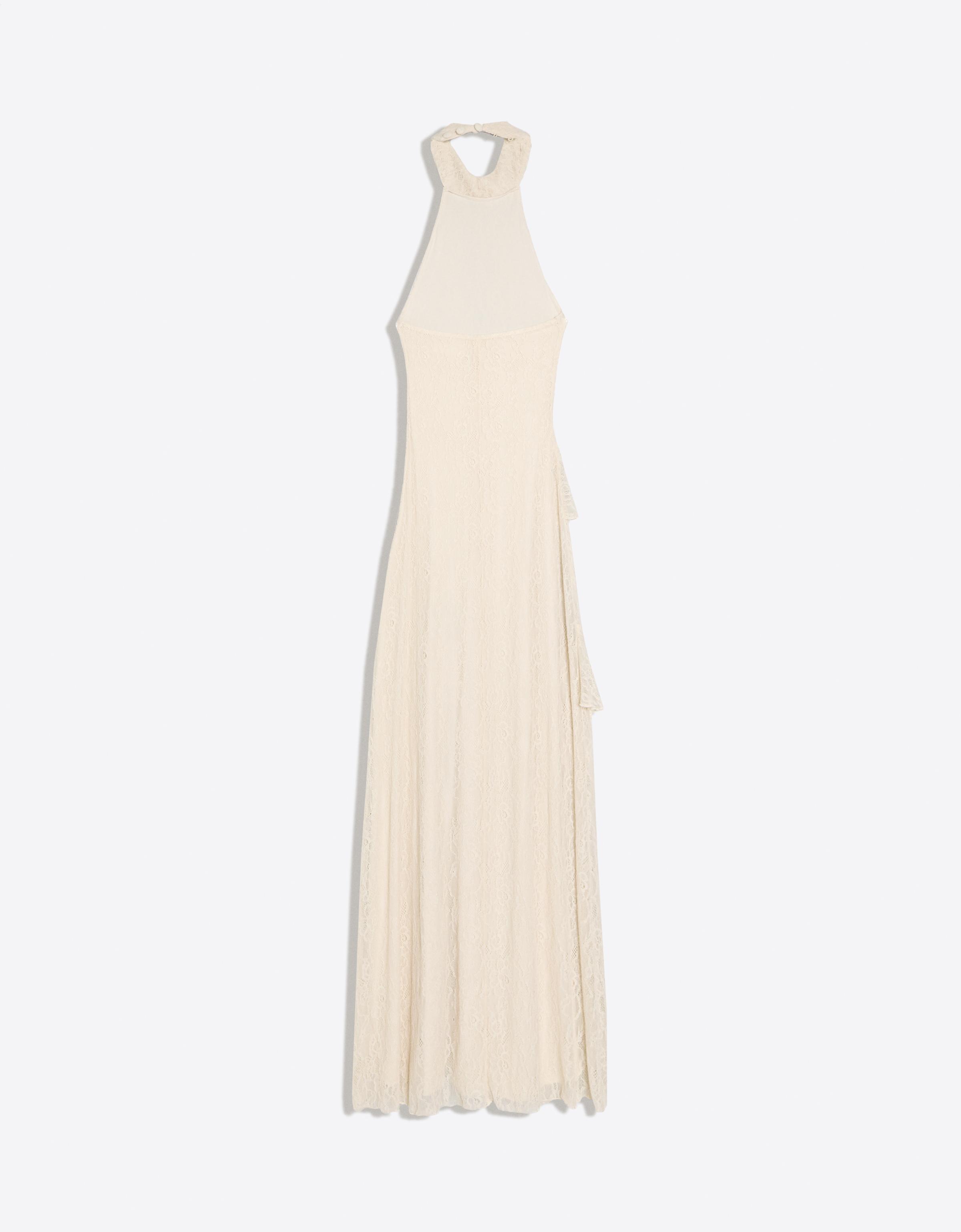Lace halter midi dress — Cream
