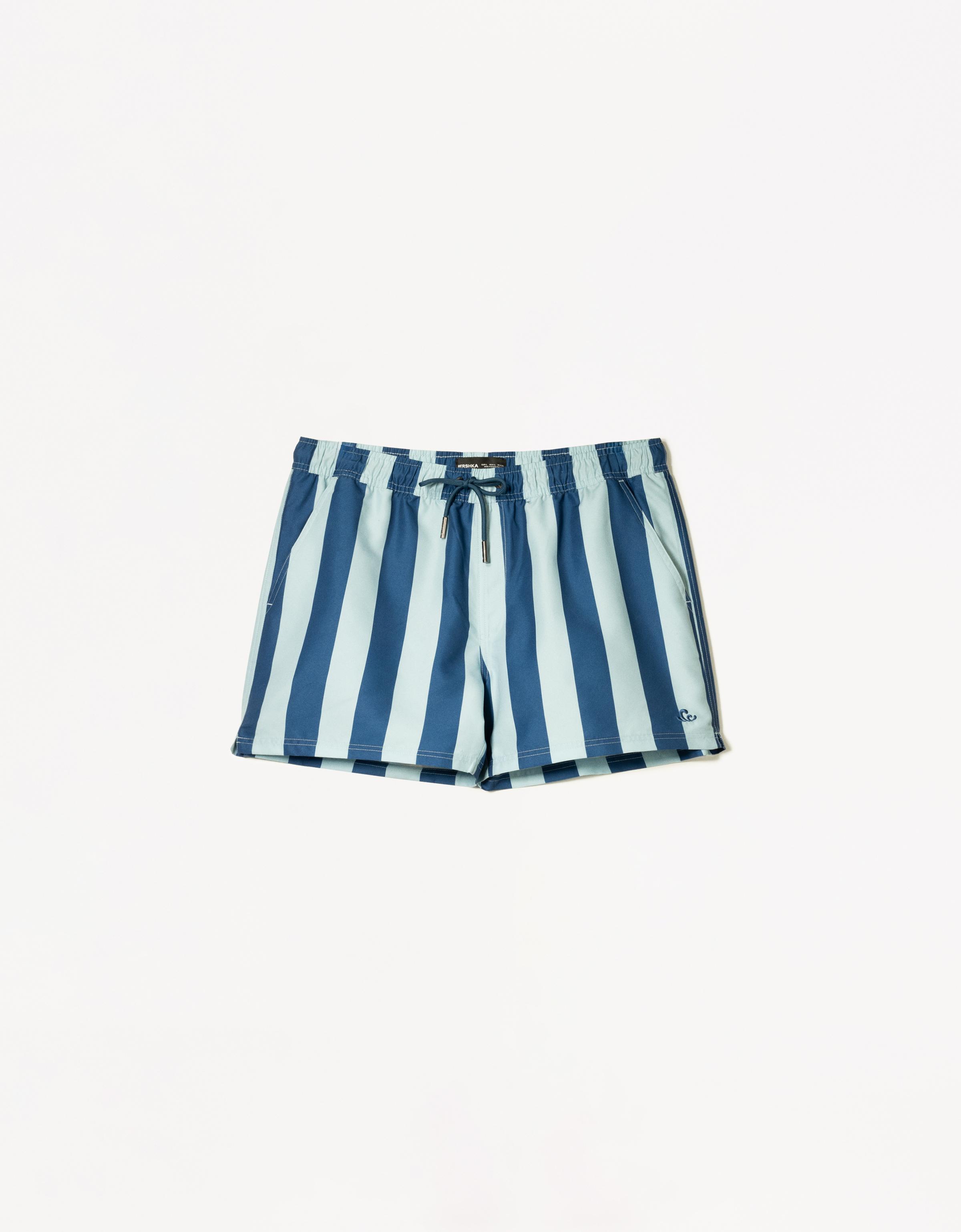 Bershka Badeshorts Mit Streifenprint Herren S Marinenblau