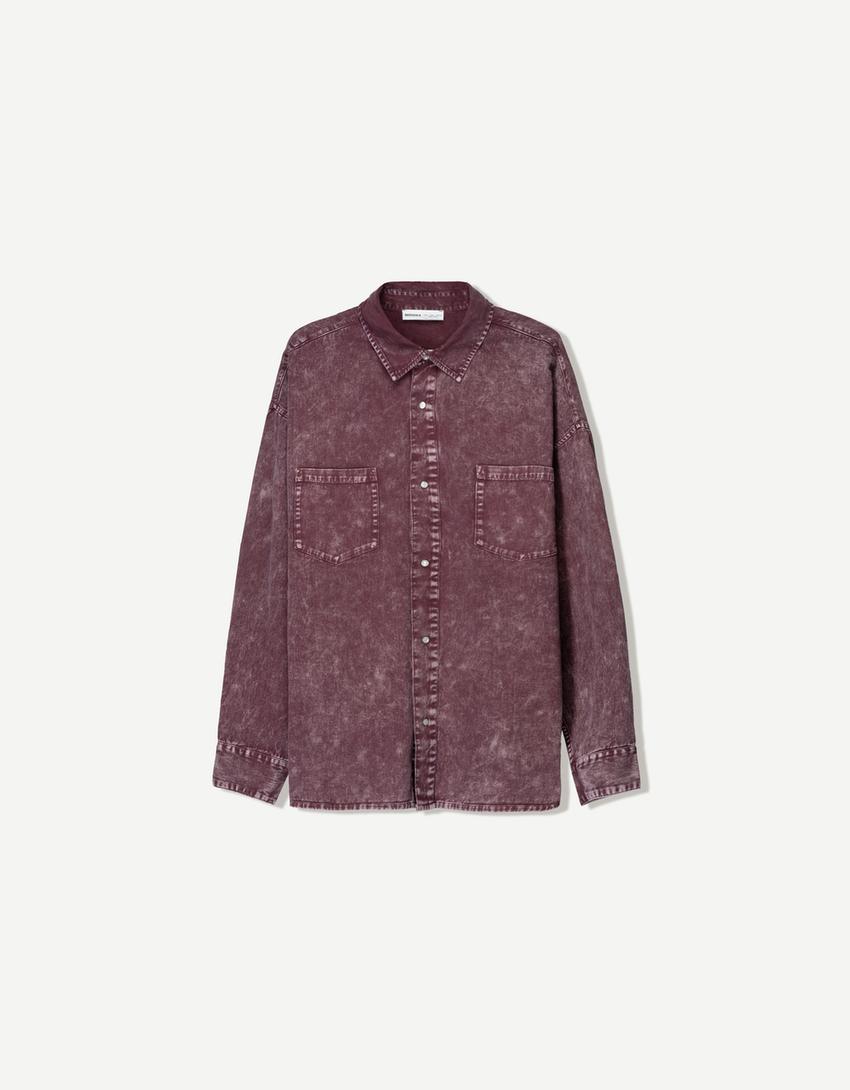 Oversize-Langarmhemd-Granatrot-4