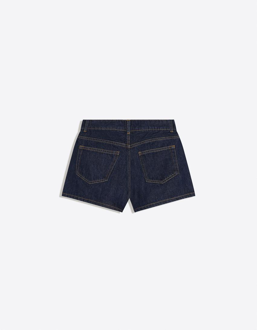 ’90s denim shorts-Navy