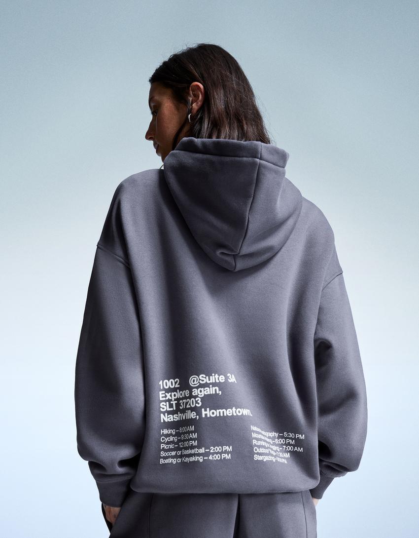 Printed hoodie-Dark grey-0