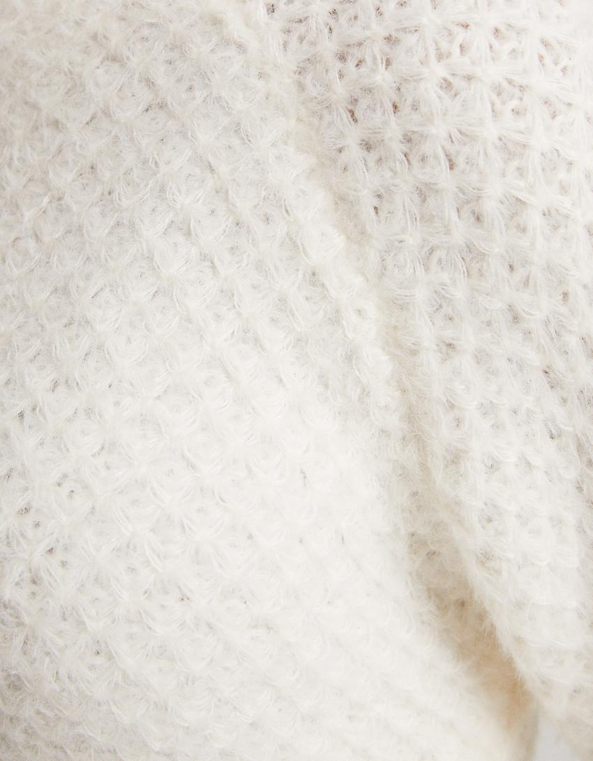 سويتر بحياكة مفتوحة-كريمي-5