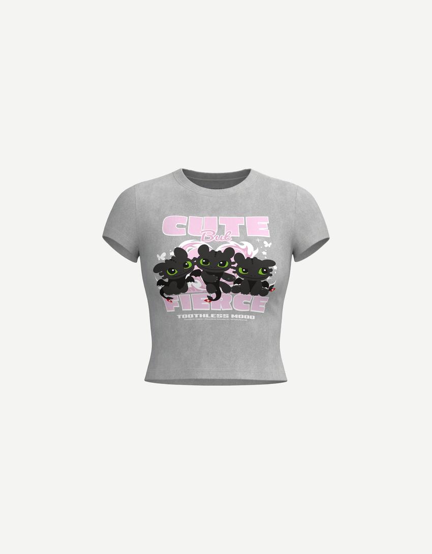 T-shirt Comment entraîner votre dragon manches courtes-Gris-3