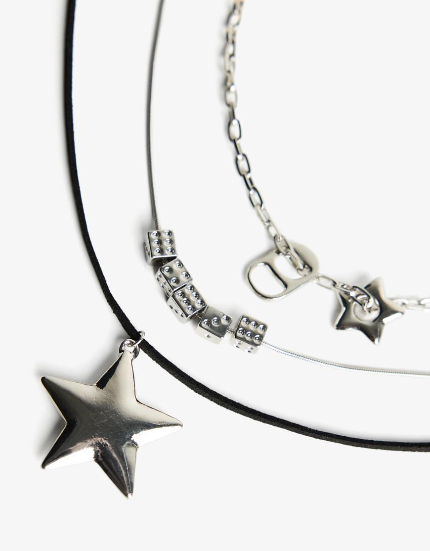 Lot 3 colliers multi-pendentifs-Argent-2