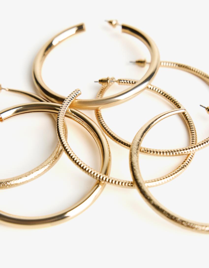 Pack de 3 brincos de argola-Dourado-1