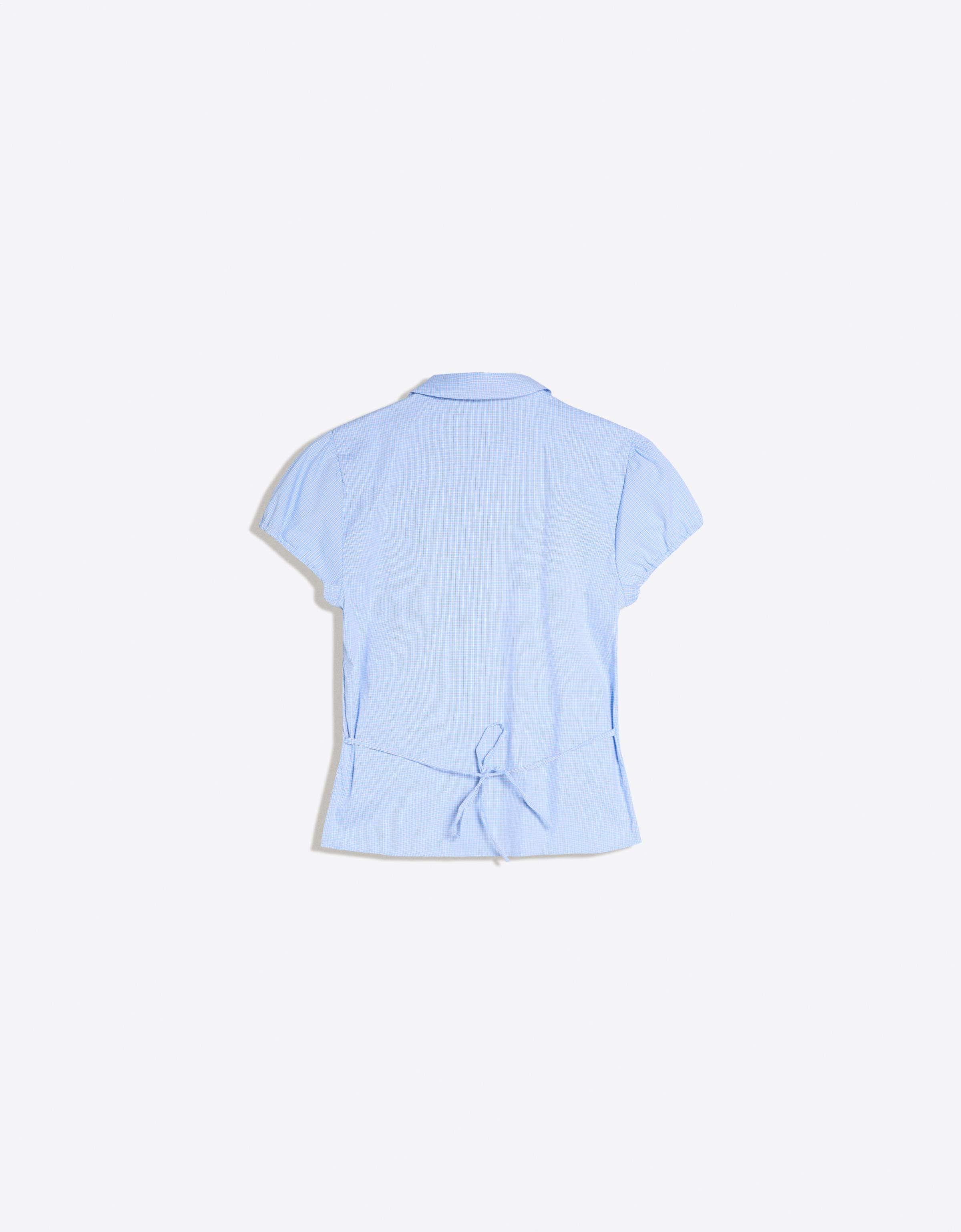 Short sleeve poplin tie-front shirt — Blue