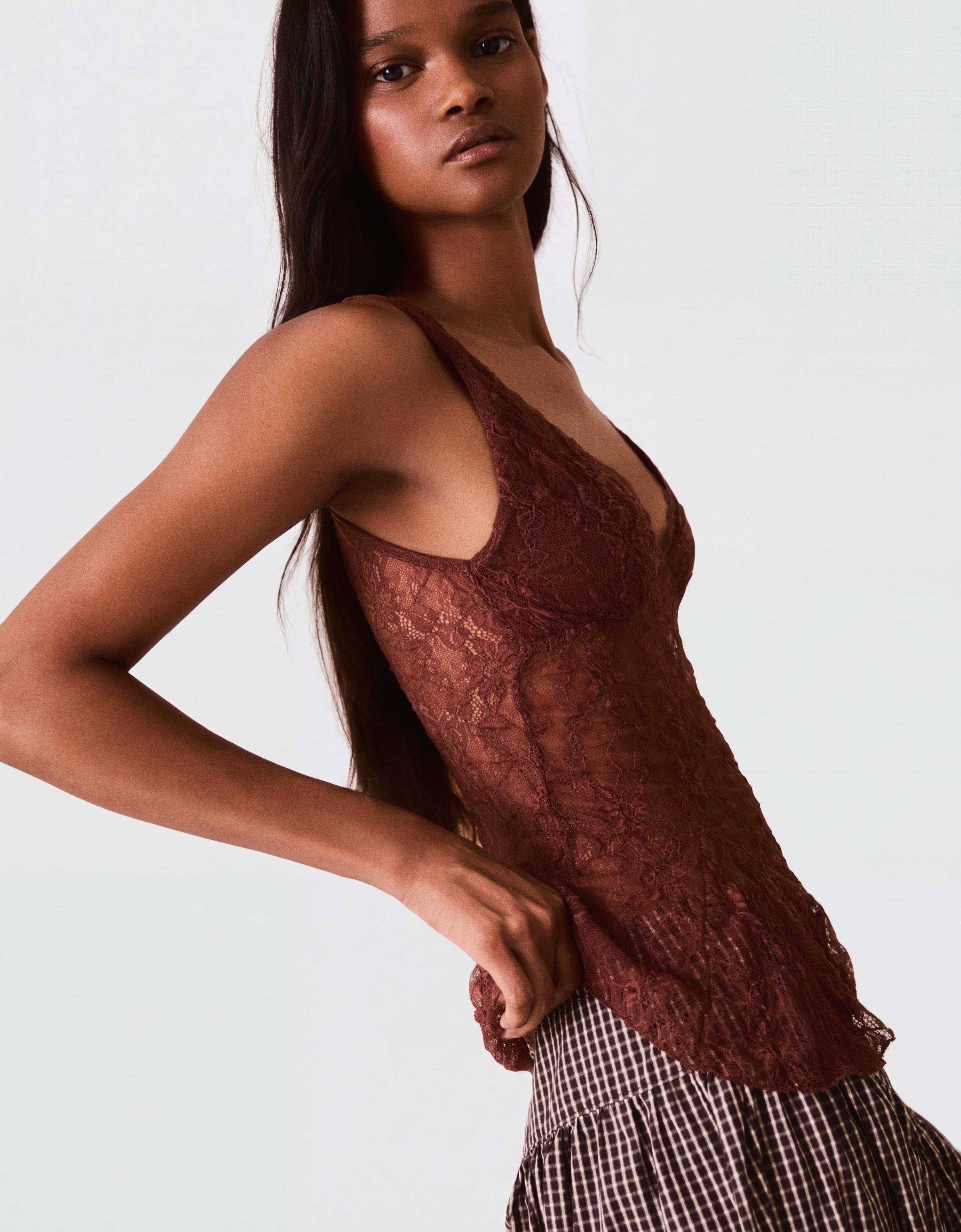 Lace camisole — Brown