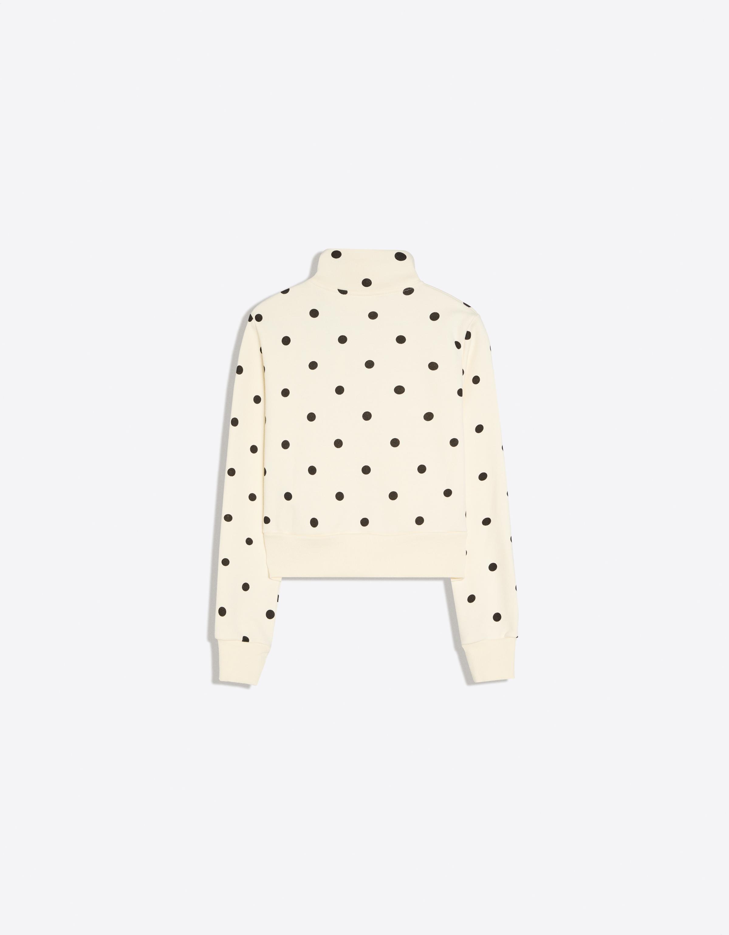 Polka dot zip-up sweatshirt — Cream