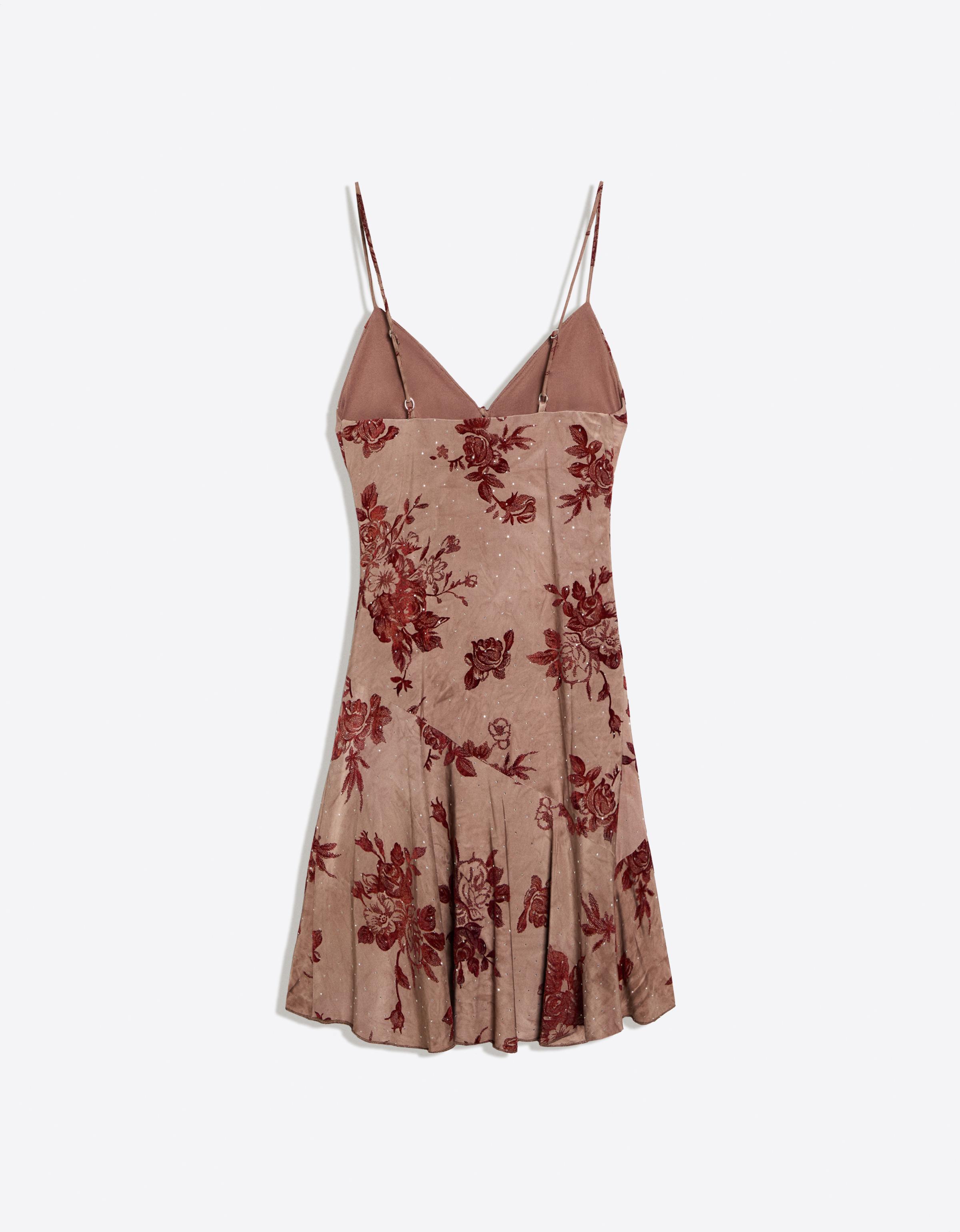 Printed strappy mini dress — Brown